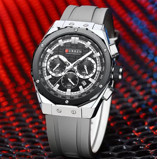 Curren Men’s Chronograph Watch – Gold Blue, Water-Resistant