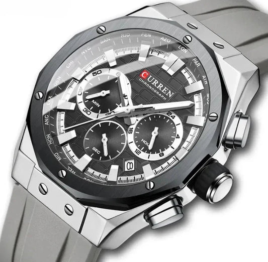 Curren Men’s Chronograph Watch – Gold Blue, Water-Resistant